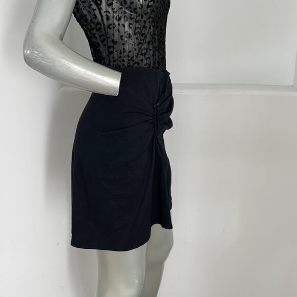 A.L.C. Black Mini Skirt Asymmetrical Ruching Construction  with U-ring Detail - Picture 7 of 11